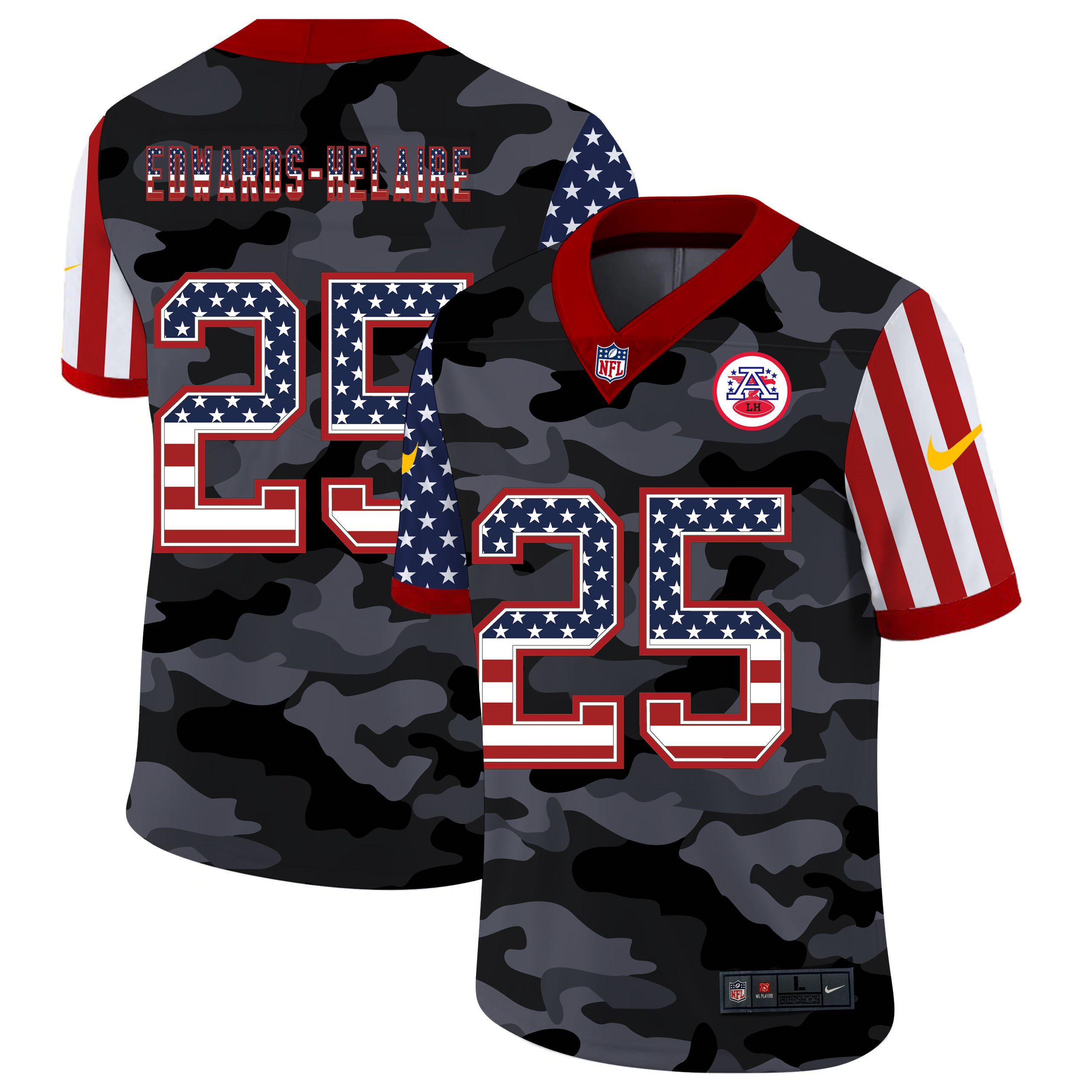 Men Kansas City Chiefs #25 Edwards-Helaire 2020 Nike USA Camo Salute to Service Limited NFL Jerseys->kansas city chiefs->NFL Jersey